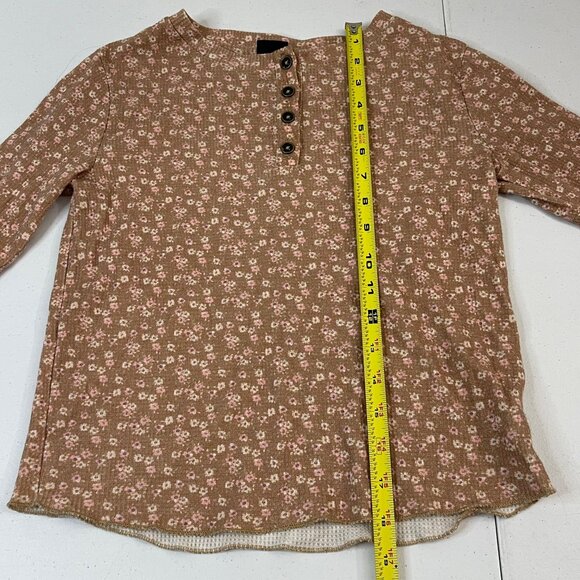 Floral Ribbed Henley Long-Sleeve Top With Button Details Girls Casual Wear - Picture 7 of 10